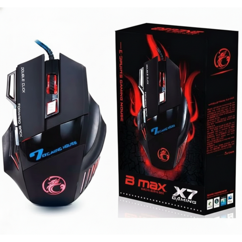 Mouse Gamer Laser X7 3200dpi LED Rgb USB 7 Botões Profissional Original - Miniatura 2