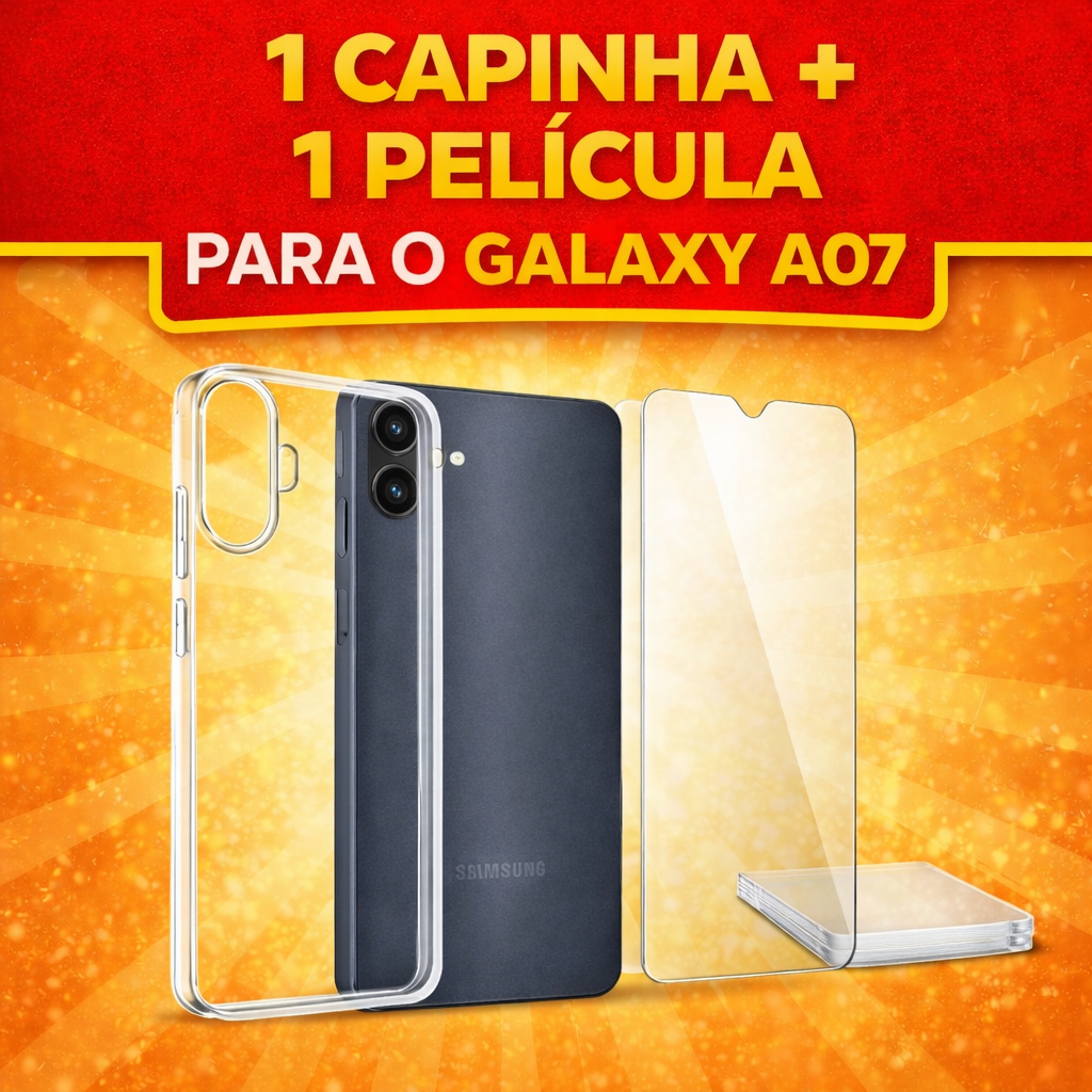 1 Capa Capinha + 1 Película Vidro Temperado Samsung Galaxy A07 + Kit Limpeza