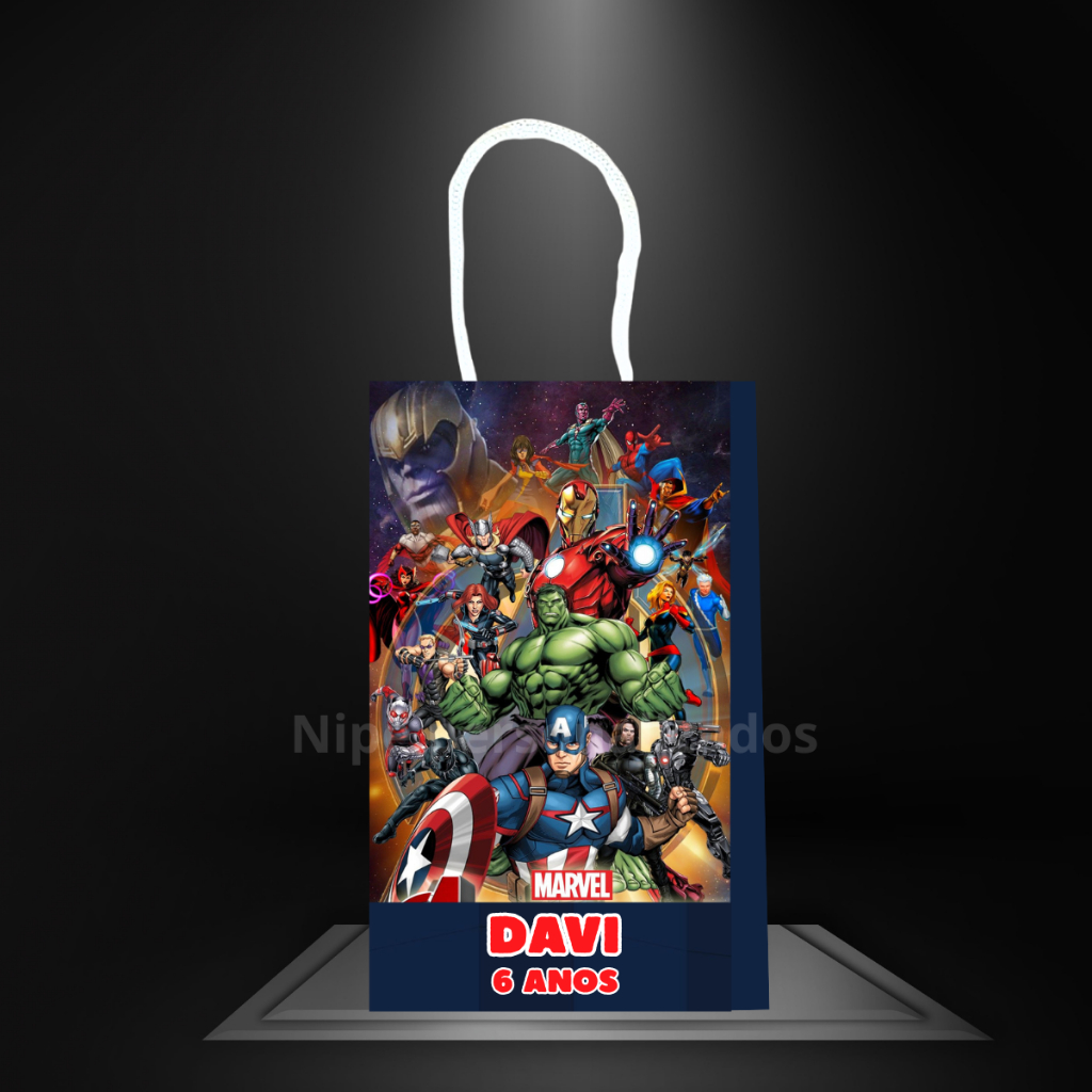 Sacolinha vingadores personalizada aniversario lembrancinha sacola surpresa ( PEGUE E MONTE )