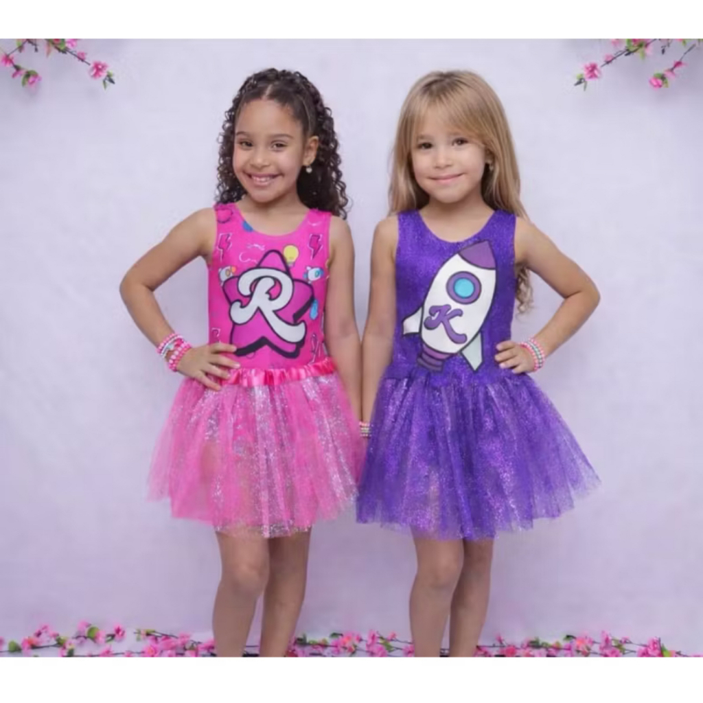 Body Infantil Emilly Vick Katlen dos rosas Menina Maiô Praia Fantasia Festa Personagem