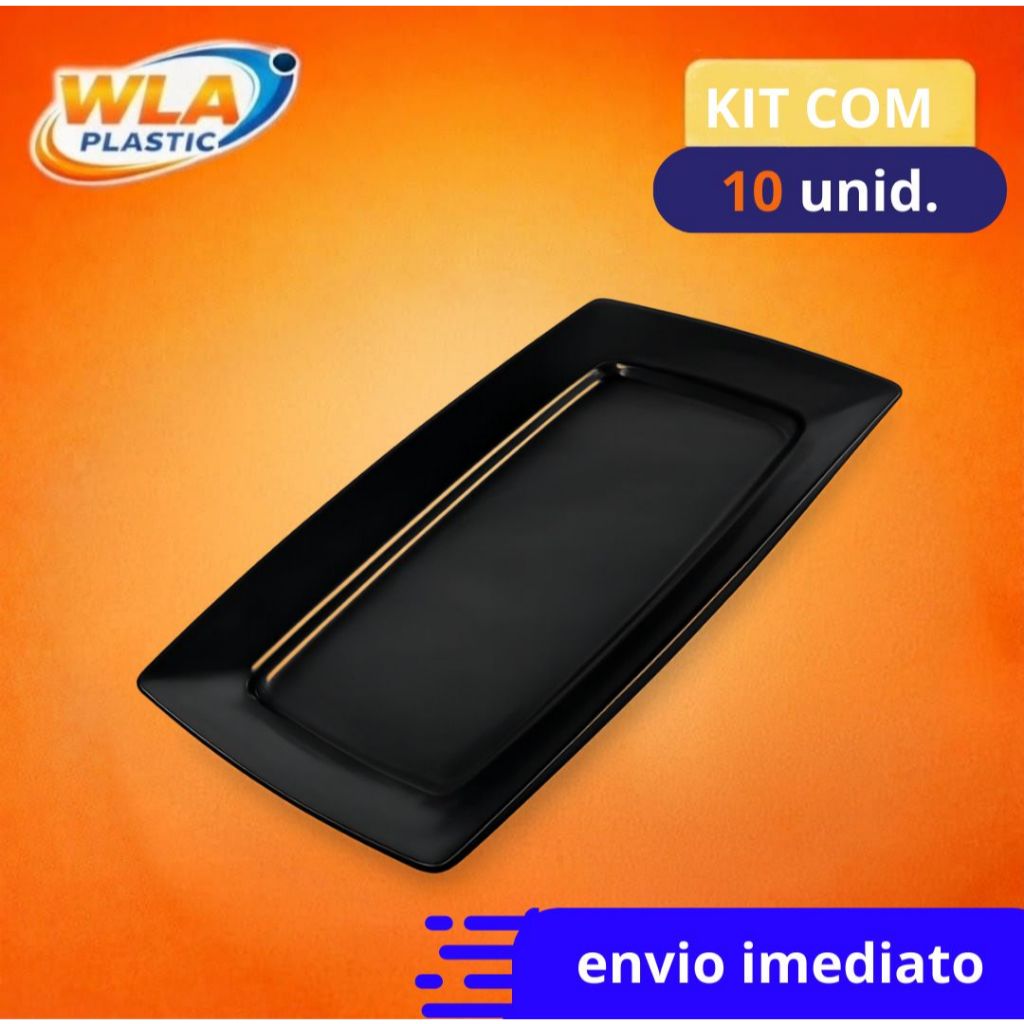 kit 10 Bandejas Petisqueira Plástica PRETA para Lanches Porções Petiscos Festas Lanchonete Churrasco Bares Restaurantes em Oferta na Shopee