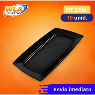 kit 10 Bandejas Petisqueira Plástica PRETA para Lanches Porções Petiscos Festas Lanchonete Churrasco Bares Restaurantes em Oferta na Shopee
