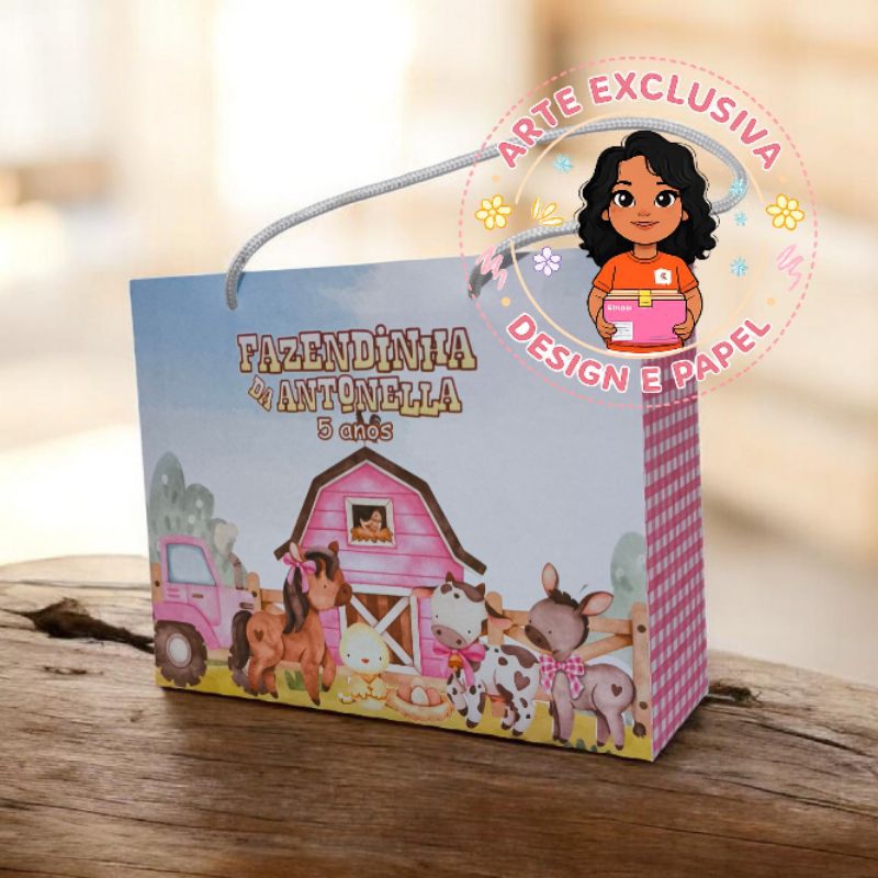 ENVIO EM 24HTodos os Temas Lembrancinha Sacolinha Personalizada Fazendinha Pegue e Monte Fazendinha Rosa Vermelha