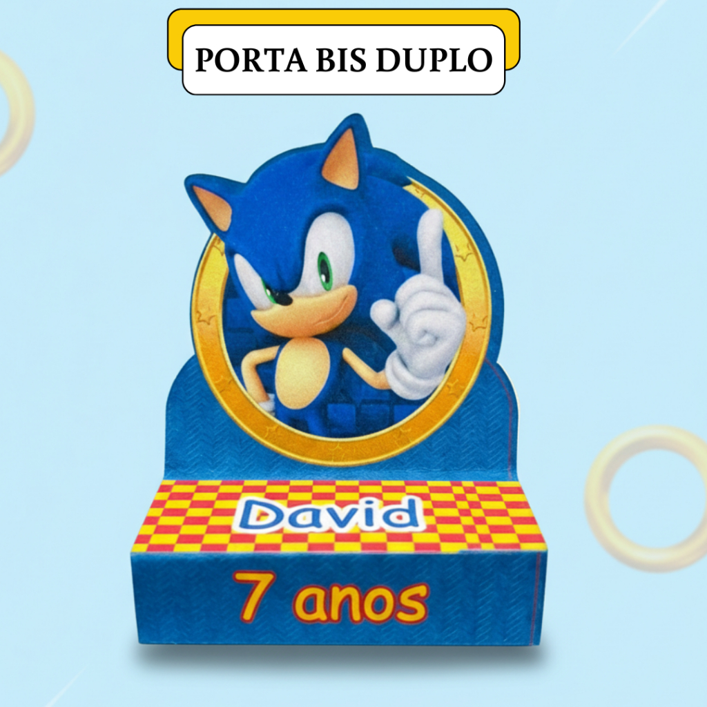 36 Porta Bis Duplo Personalizado Sonic – Lembrancinha Festa Infantil, Aniversário, Decoração Menino em Oferta na Shopee
