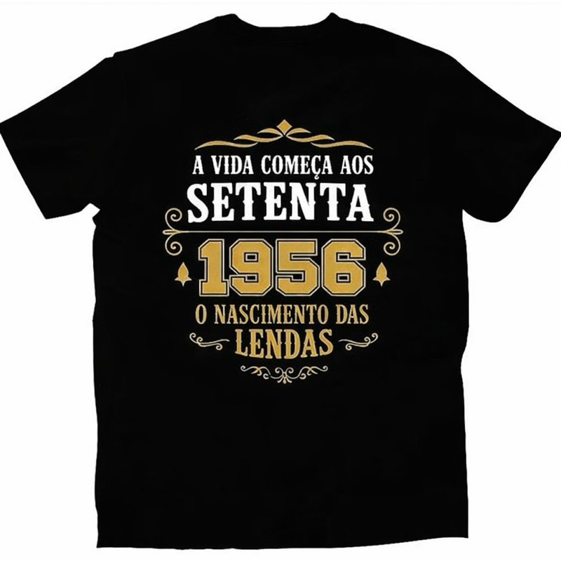 Camiseta camisa unissex setenta 70 anos 1956 em Oferta na Shopee