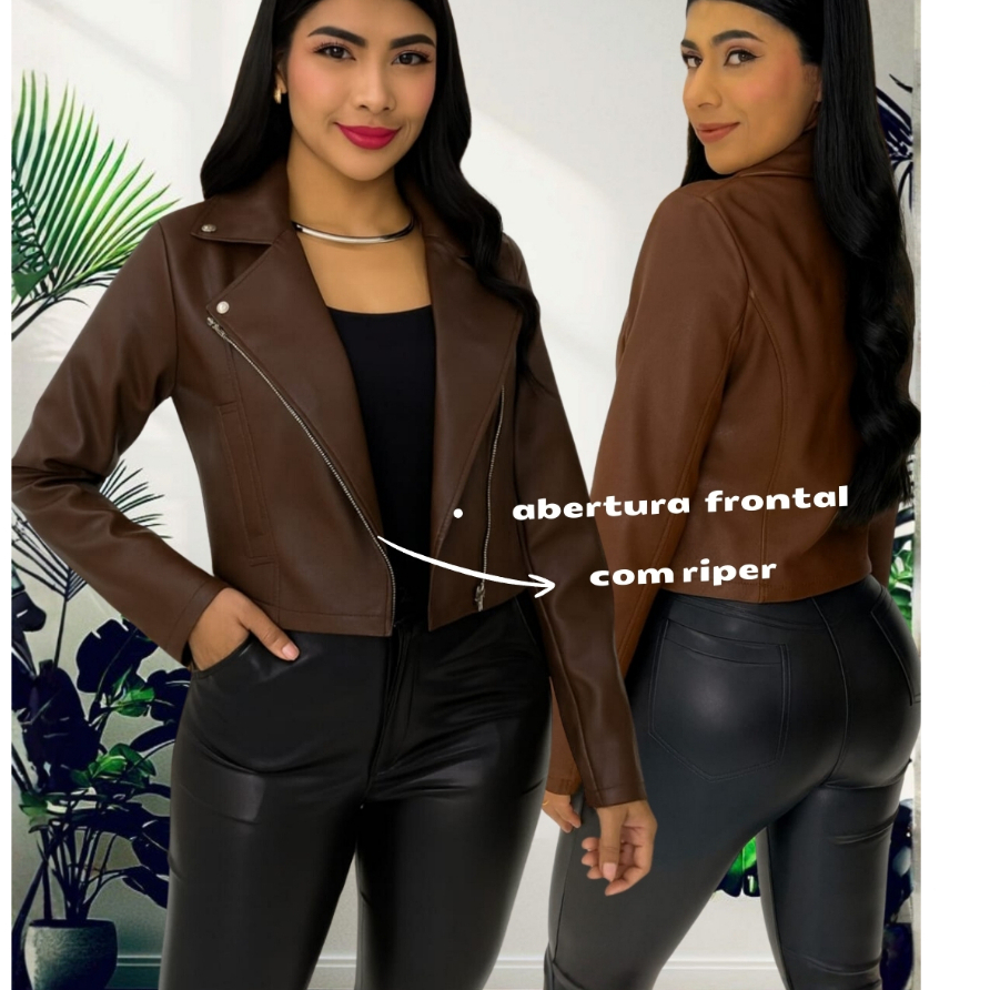 Jaqueta De Couro Feminina Com Ziper Inverno Elegante NO PROMOÇAONLANÇAMENTOMODA2026