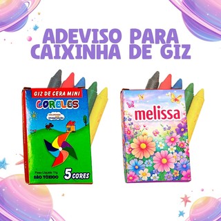 Rótulo Adesivo para Giz de cera MINI / JA RECORTADA / FAZEMOS TODOS OS TEMAS