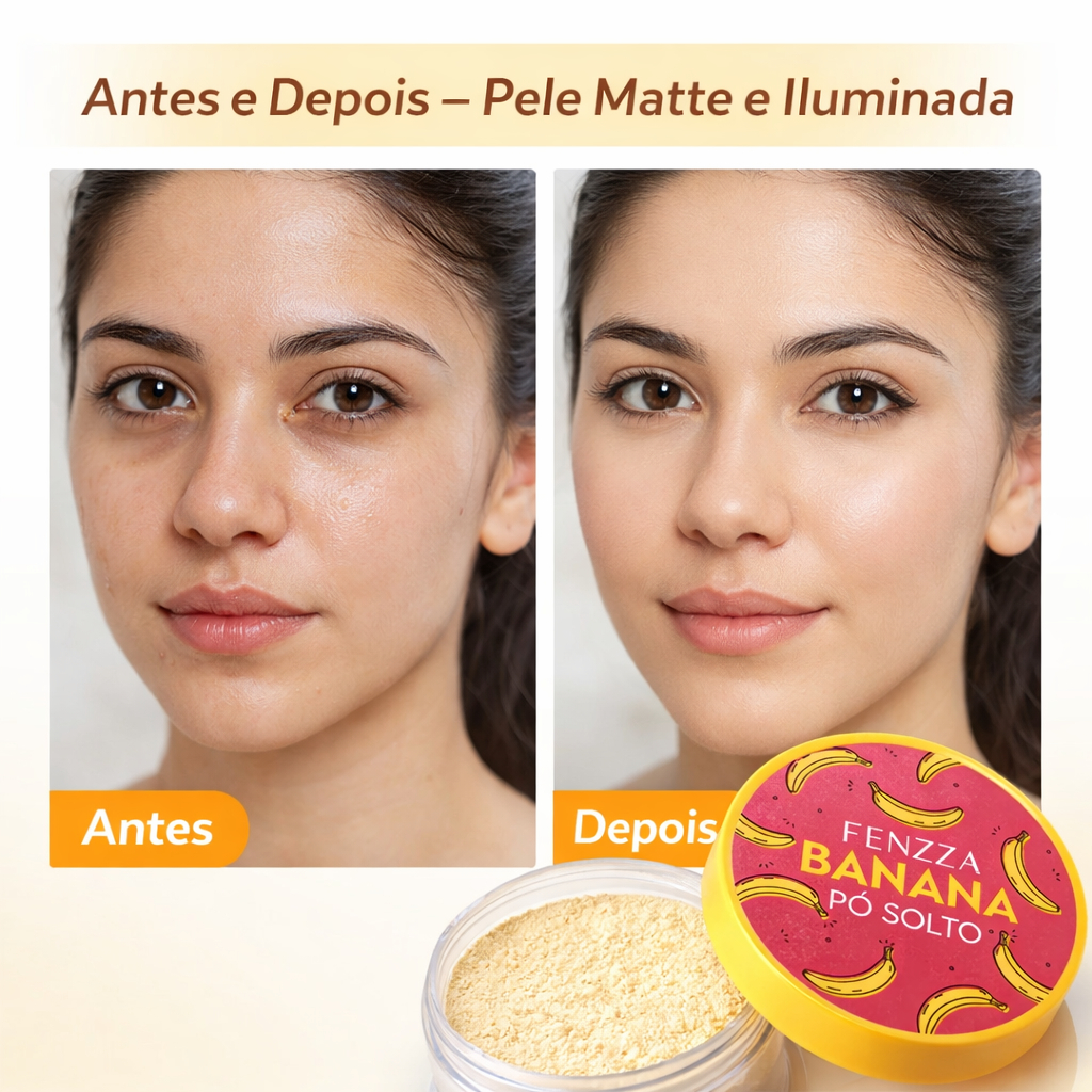 Pó Banana Fenzza HD Solto – Efeito Matte Alta Fixação Selagem Profissional