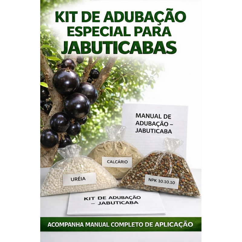 Kit Adubo Completo para Jabuticaba + Manual de Adubação | Calcário, NPK e Ureia