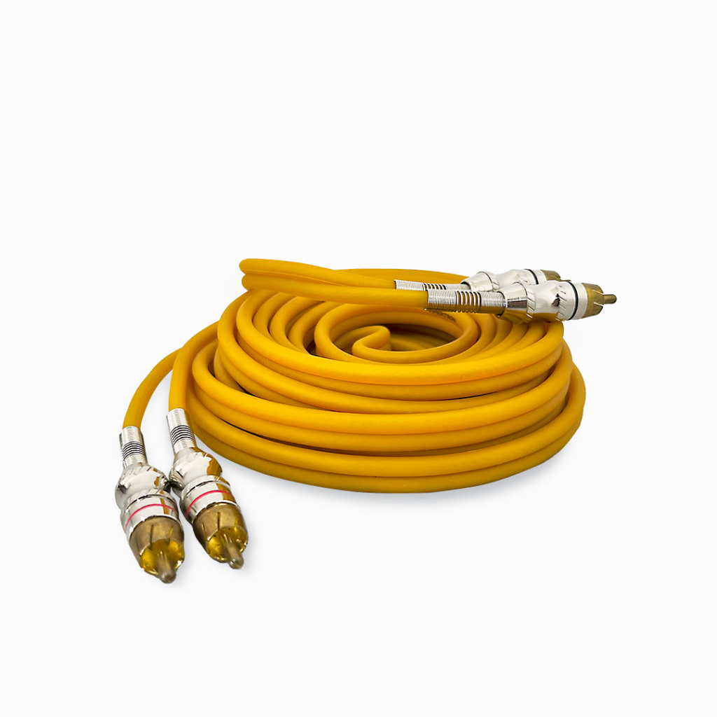 Cabo Rca Profissional Blindado Banhado Ouro 4 Machos 3 Metros Amarelo Transparente Fosco