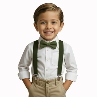 Kit Suspensório Verde Oliva e Gravata Borboleta Infantil Pajem Casamento em Oferta na Shopee