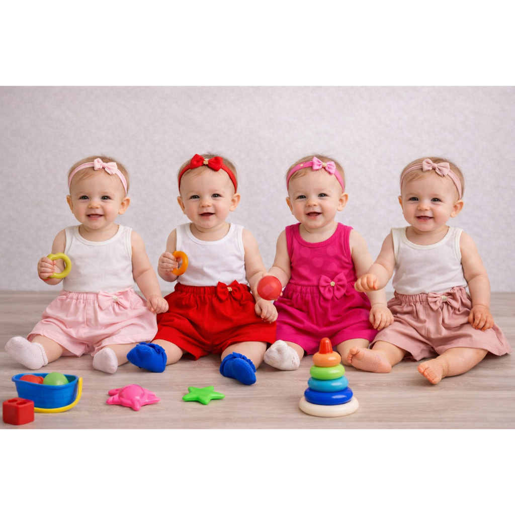 Conjunto para bebê 03 a 06 meses camiseta e shorts roupa para bebê menina