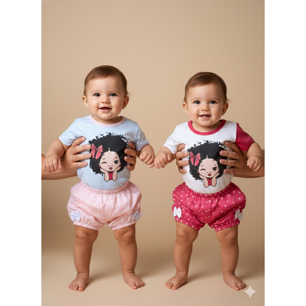 Roupa para bebê 03 a 06 meses camiseta e shorts para bebê