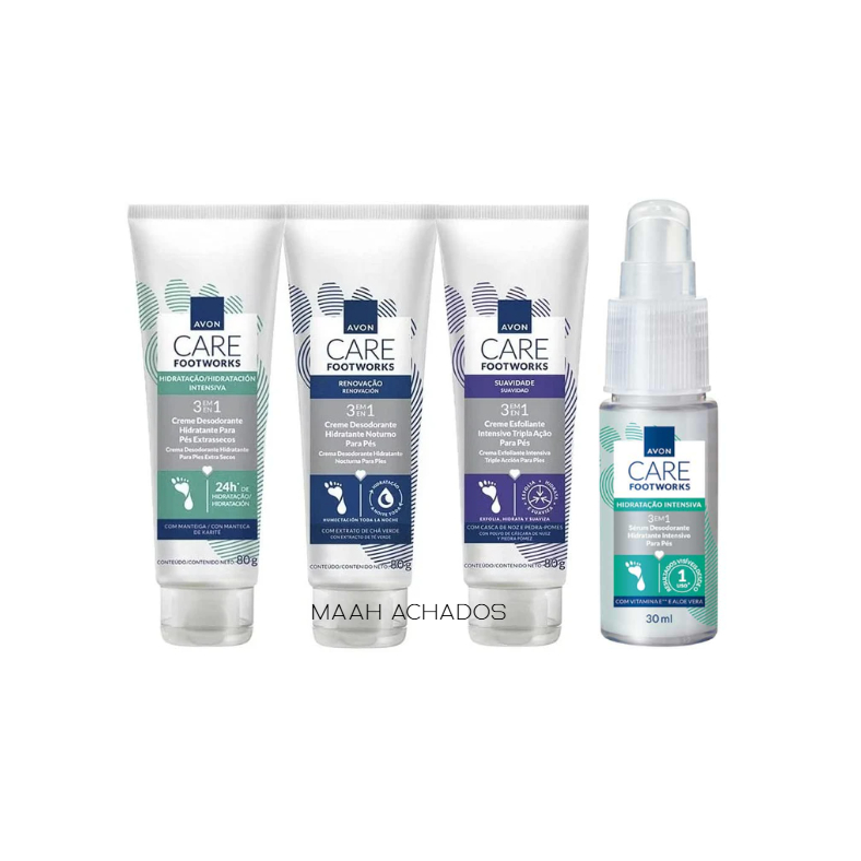 Avon Care Footworks Creme Desodorante para pés Extrassecos,Esfoliante, Noturno, Sérum - (ESCOLHA O CERTO)