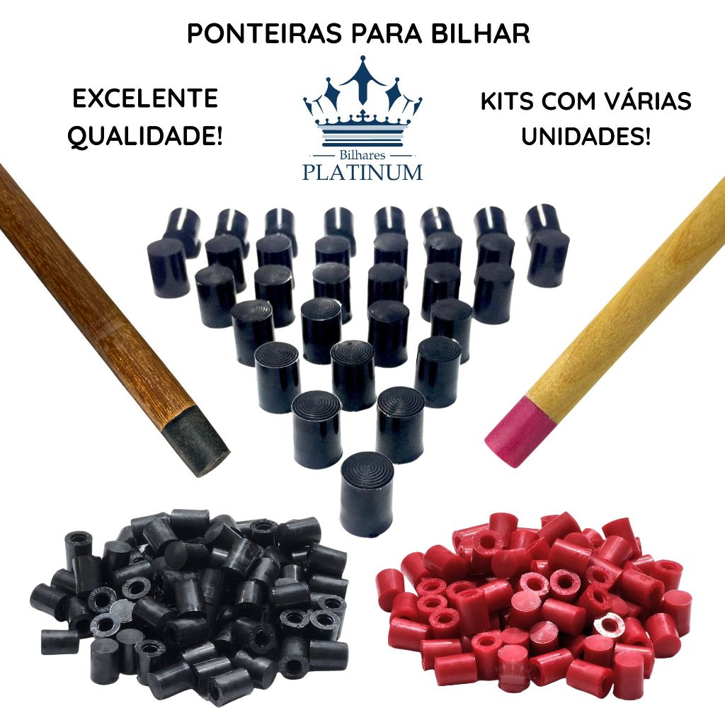 Ponteiras Virolas Para Taco De Bilhar Sinuca Rista Kits 10un 20un 50un Pretas / Vermelhas em Oferta na Shopee