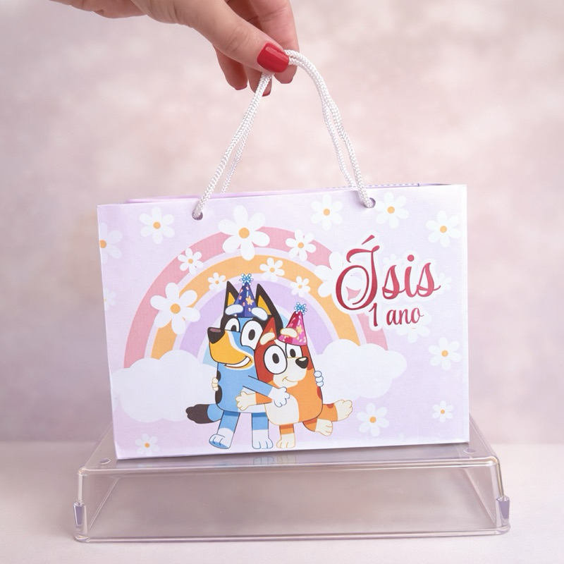 10 Sacolinhas personalizadas PEGUE E MONTE |Bluey Menina | (20x14x6,5)