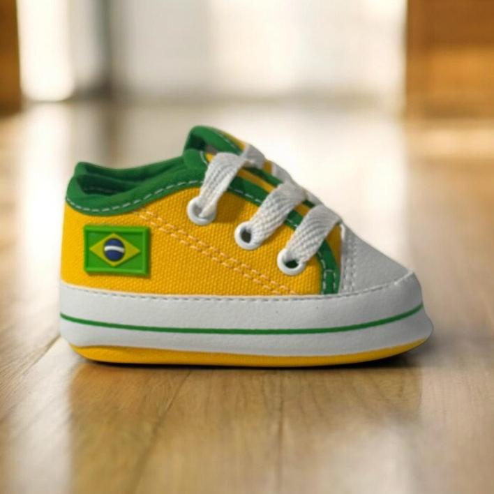Sapatinho de bebê recém nascido copa do mundo de futebol brasil campeão patriota verde amarelo em Oferta na Shopee