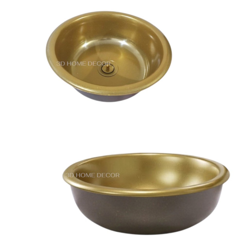 Cuba Cozinha Dourada Redonda Inox 30 CM 34 CM Cuba Redonda Inox Dourada P/ Cozinha Bancada 34x29x15 CM Sabao — imagem 2 de 2