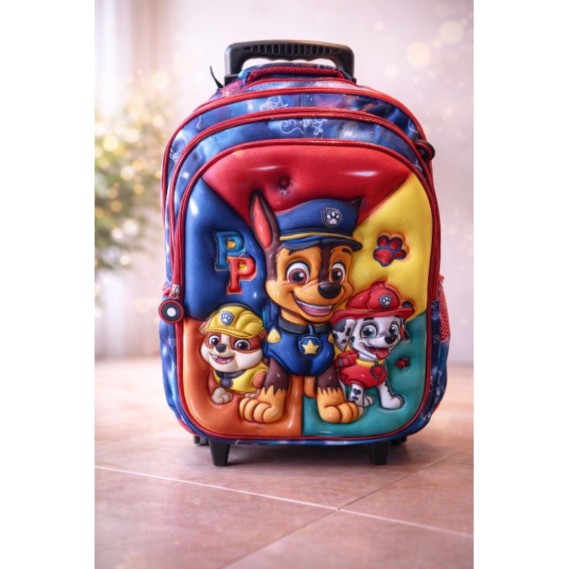 Patrulha canina Mochila escolar infantil Patrulha canina rodinha 3D 43cm PREMIUM