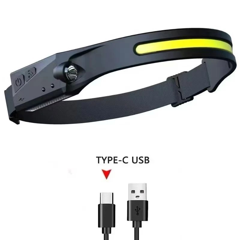 Lanterna de Cabeça Com Led Vermelho e Branco Recarregável Led Corpo Motion Camping Torch Light Lamp Com Usb  TDD