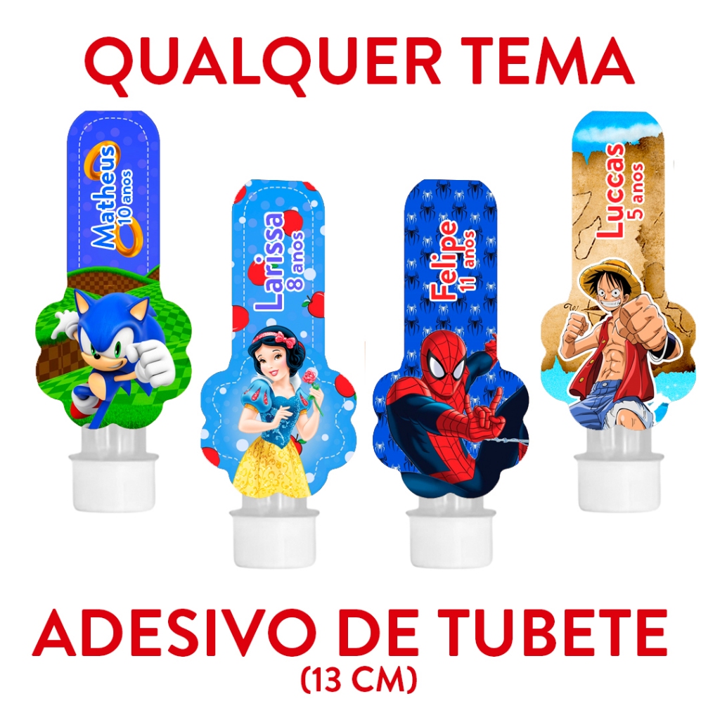 10/20 Un Adesivo Tubete Vários Temas Personalizado Lembrancinha Festa em Oferta na Shopee