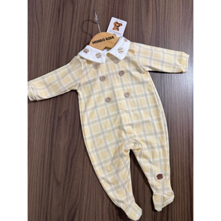 Macacão Mini&Co Algodão Egípcio com Gola Bordada Bebê Menino em Oferta na Shopee