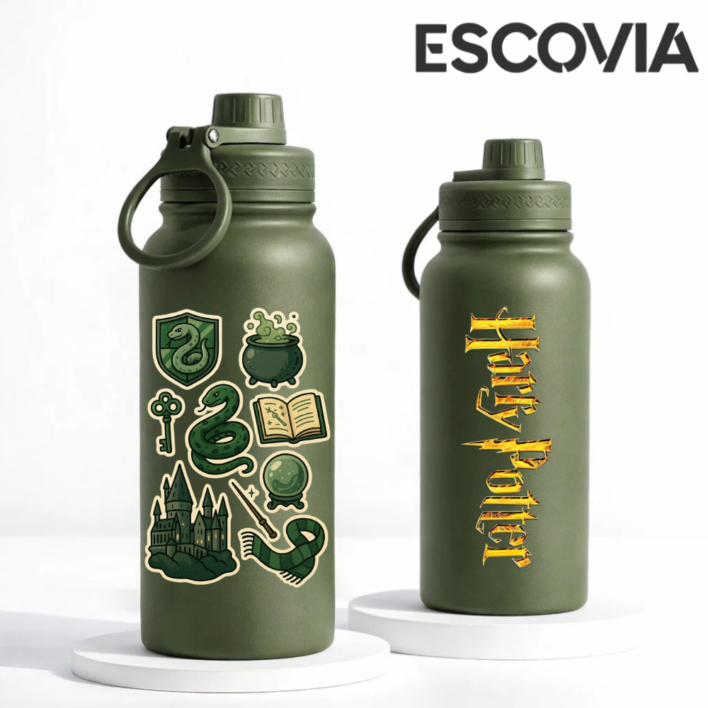 Garrafa Térmica Aço Inoxidavel S1 Harry Potter Sonserina Slytherin com tampa e Alça 600ml em Oferta na Shopee