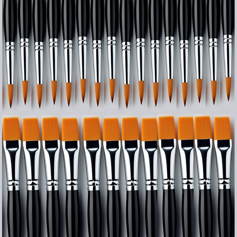 Conjunto De Pincéis De Pintura Profissional (50 Unidades)-Cerdas De Nylon De Vários Tamanhos Para Óleo/Água/Acrílico/Art