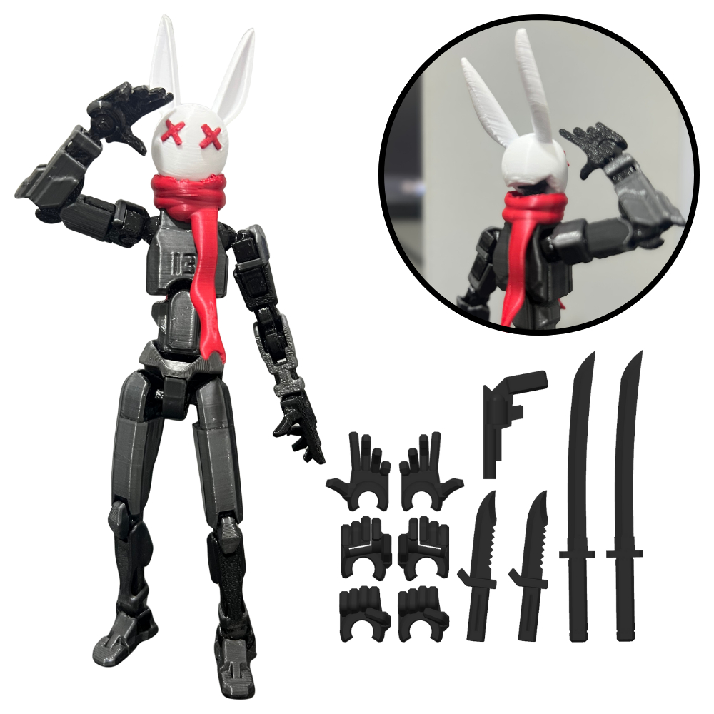 Boneco Articulado Dummy 13 Robô Coelho Ninja Cinza Escuro 13cm 100% - Montado