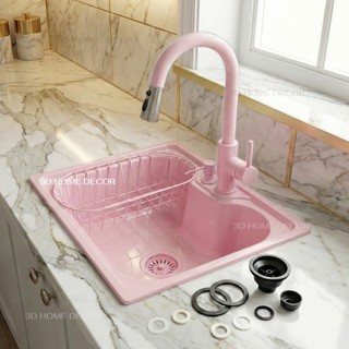 Cuba Gourmet Rosa INOX 304 Pia Cozinha INOX 50 CM Rosa Torneira Monocomando Rosa INOX Sabão