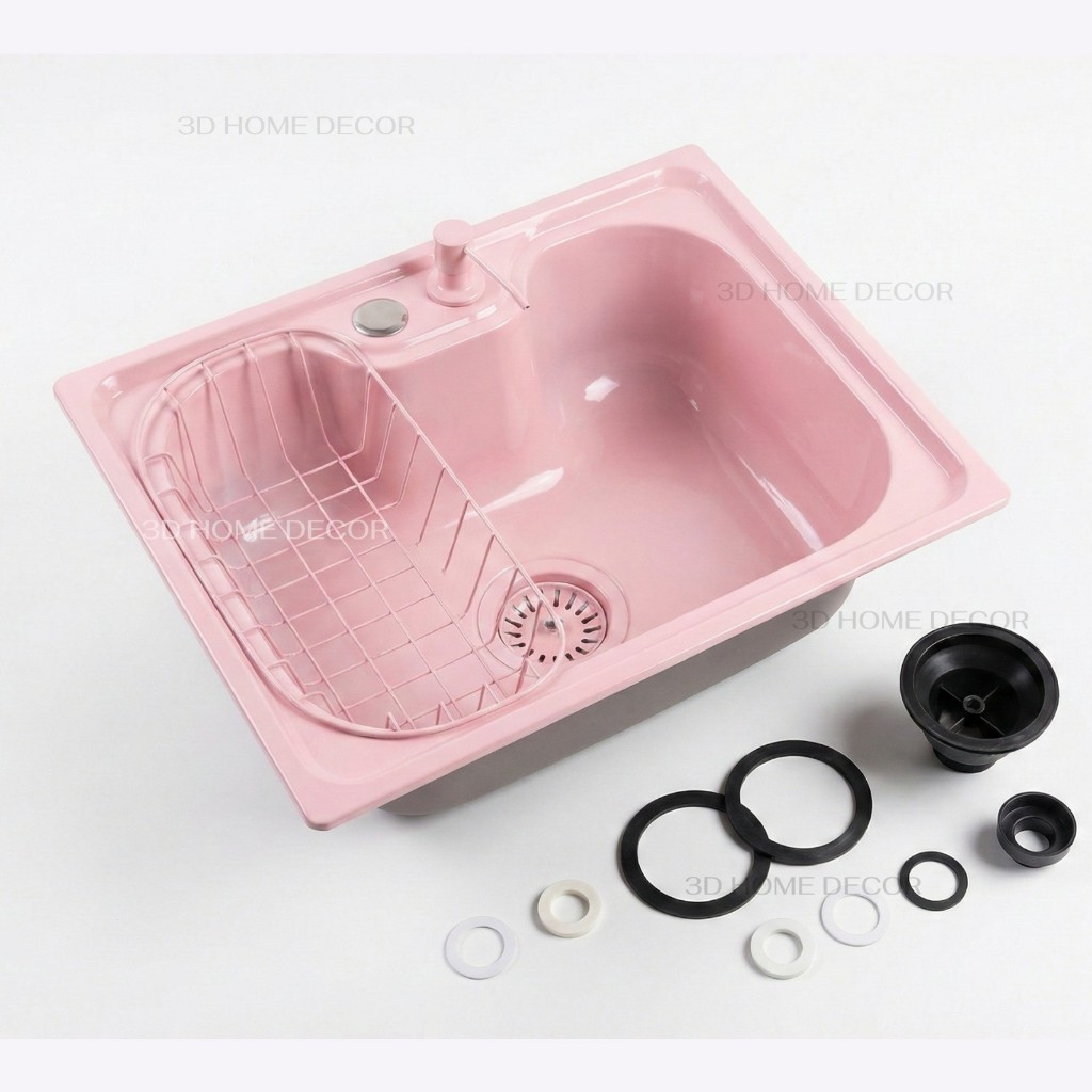 Cuba de Cozinha Inox Rosa Cuba de Bancada Cozinha Rosa em Aço INOX 50 CM 60 CM Sabão