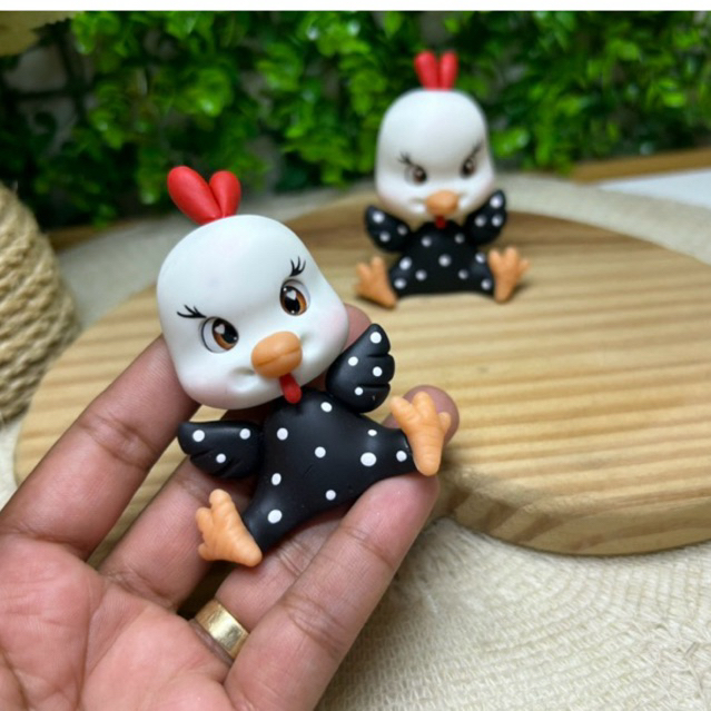 kit Apliques Galinha da Angola Fazendinha em Biscuit para Personalizados e Lembracinhas de aniversário