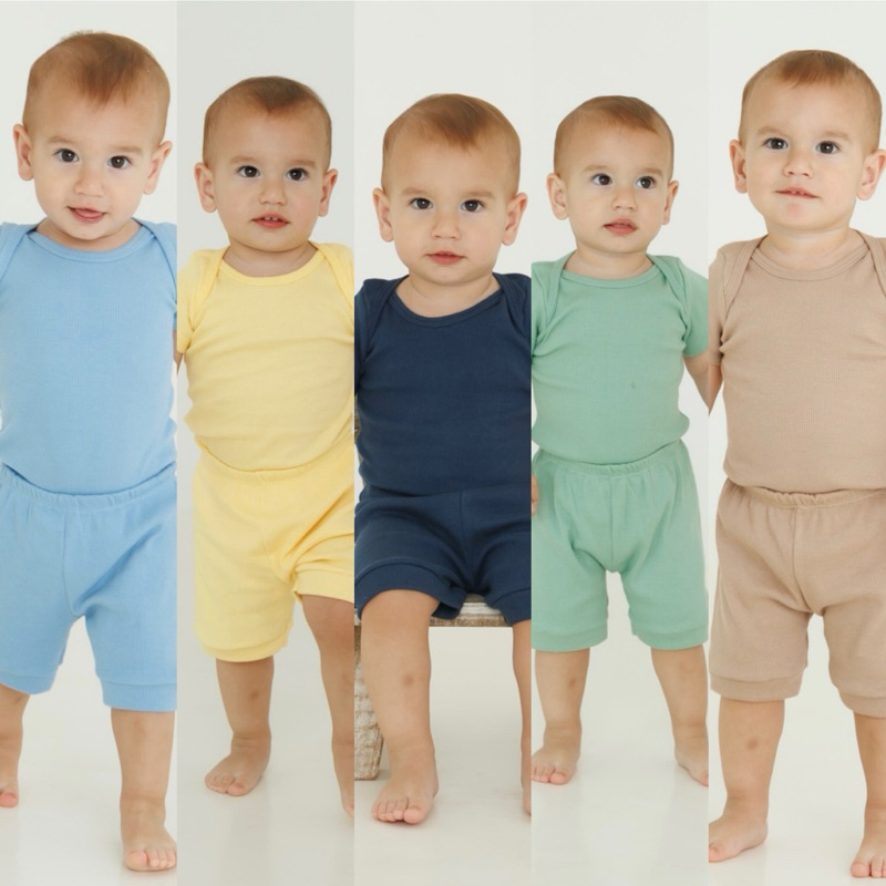 Kit 5 Conjunto de Body e Short Ribana Canelada Conjunto Infantil Bebê Verão