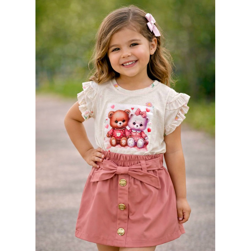 Conjunto infantil feminino 4 6 8 10 anos conjunto vermelho branco infantil blusa e shorts saia conjunto para menina em Oferta na Shopee