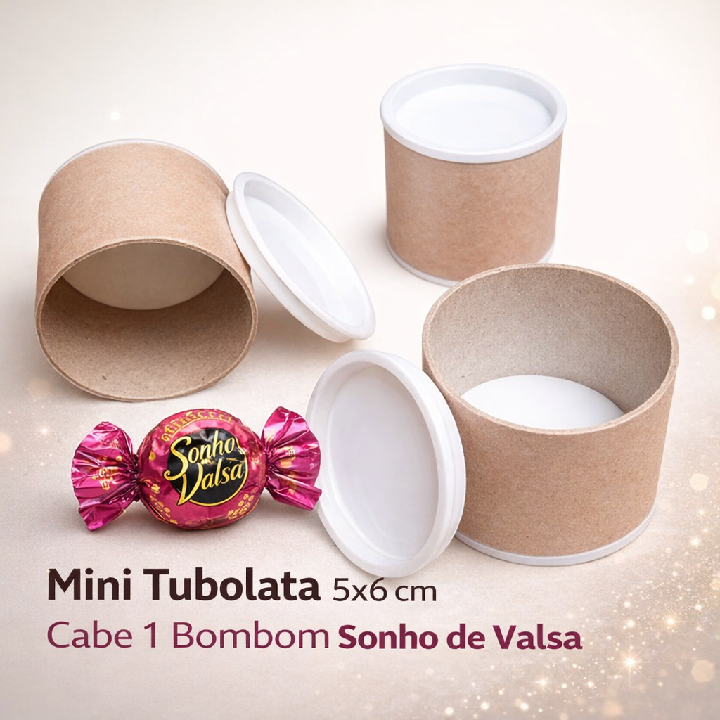 Mini Tubolata Personalizada  5x6 cm | Chá Revelação Dourado Bege  | Lembrancinha Aniversário Maternidade