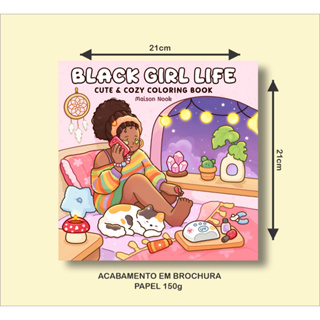Livro de Colorir BLACK GIRL LIFE com 43 Páginas de 21x21cm 150g em Oferta na Shopee
