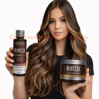 KIT Shampoo e Máscara Tonalizante Avelã Acobreado Chocolate Morena Iluminada - S/ Amônia 100% Natural MATIZZE em Oferta na Shopee