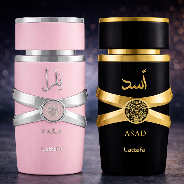 Kit Perfumes Árabes Lattafa Asad Masculino e Yara Feminino Importados Alta Fixação Longa Duração — R$ 19,90 em Shopee, 40% OFF