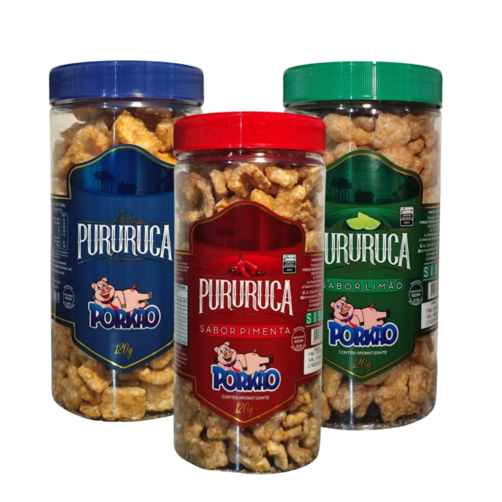Potes Pururuca Torresmo  Porkão 120g Monte seu Kit 3 ou 6 Unidades Salgadinho Snack Festa Pele de Porco Frita na Banha