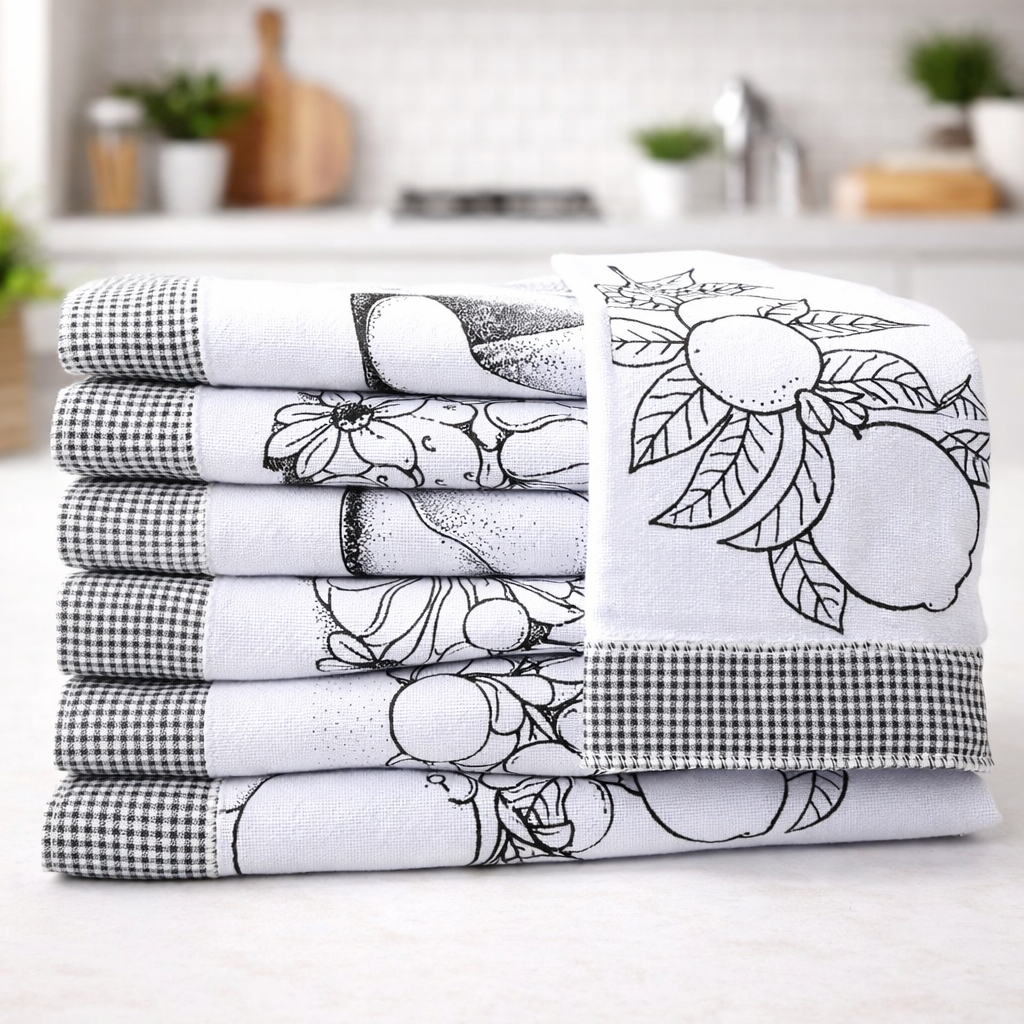 Pano De Prato Minimalista Xadrez Estampado 10 unid