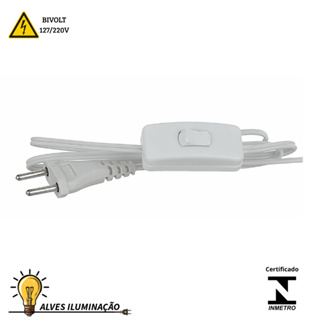 Cordão de Abajur Cabo Rabicho Com Interruptor Gangora Liga e Desliga Meio de Fio 3 Metros Bivolt em Oferta na Shopee