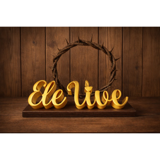 Decoração Cristã Ele Vive com Coroa de Espinhos – Jesus Cristo | Presente Religioso em Oferta na Shopee