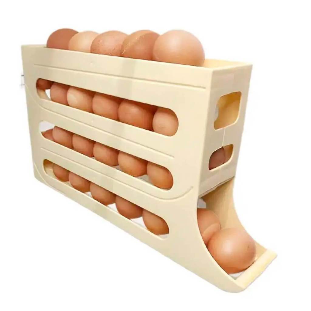 Organizador Porta Ovos 4 Andares Dispenser 30 Unidades Plástico Compacto Empilhável Geladeira Cozinha Moderna Prático