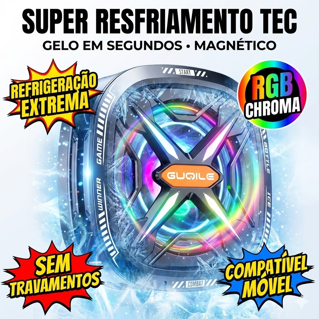 FS05 Radiador Cooler Gamer para Celular Magnetico Universal Resfriamento Congelante RGB Forte e Pratico