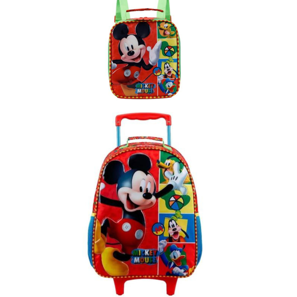 Kit Mochila de Rodinha Vermelha+Lancheira térmica - Disney Mickey Mouse