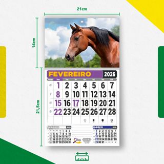 Calendário de Parede 2026 Grande com fotos de animais em Oferta na Shopee