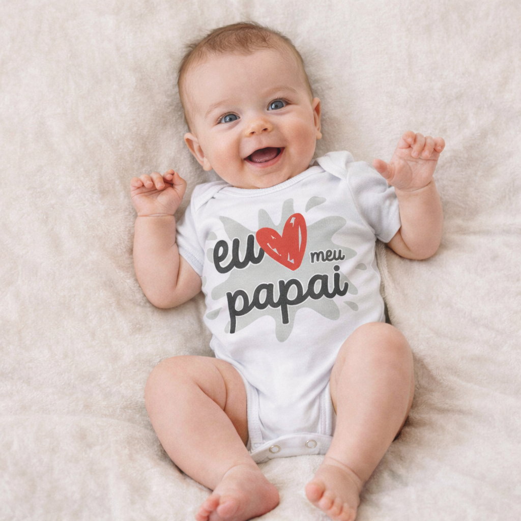 Body Bebê Eu Amo Meu Papai Frase Família Personagem Super Herói Bori 100% Algodão Calcinha Bunda Ric