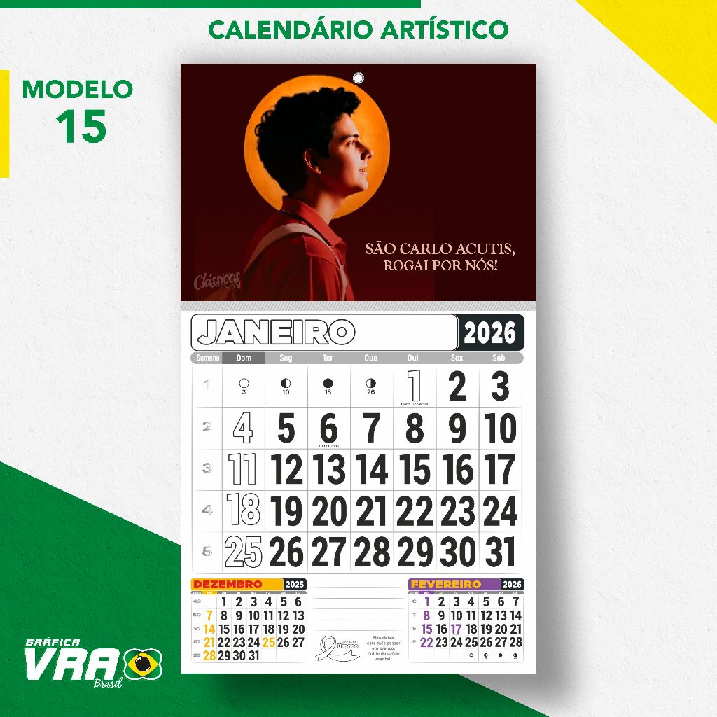 São Carlo Acutis Calendário de Parede Grande - 2026