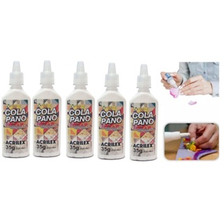 5 Frascos Cola Pano Tecido Blusa Camisa Algodão Acrilex  35 g em Oferta na Shopee