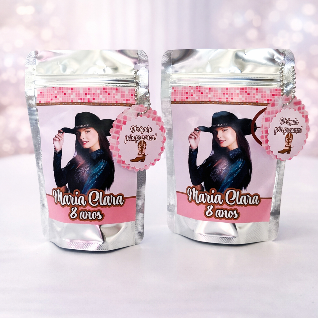 Saquinho Metalizado Ziplock Ana Castela Boiadeira Personalizado /Lembrancinha de Festa /Aniversário